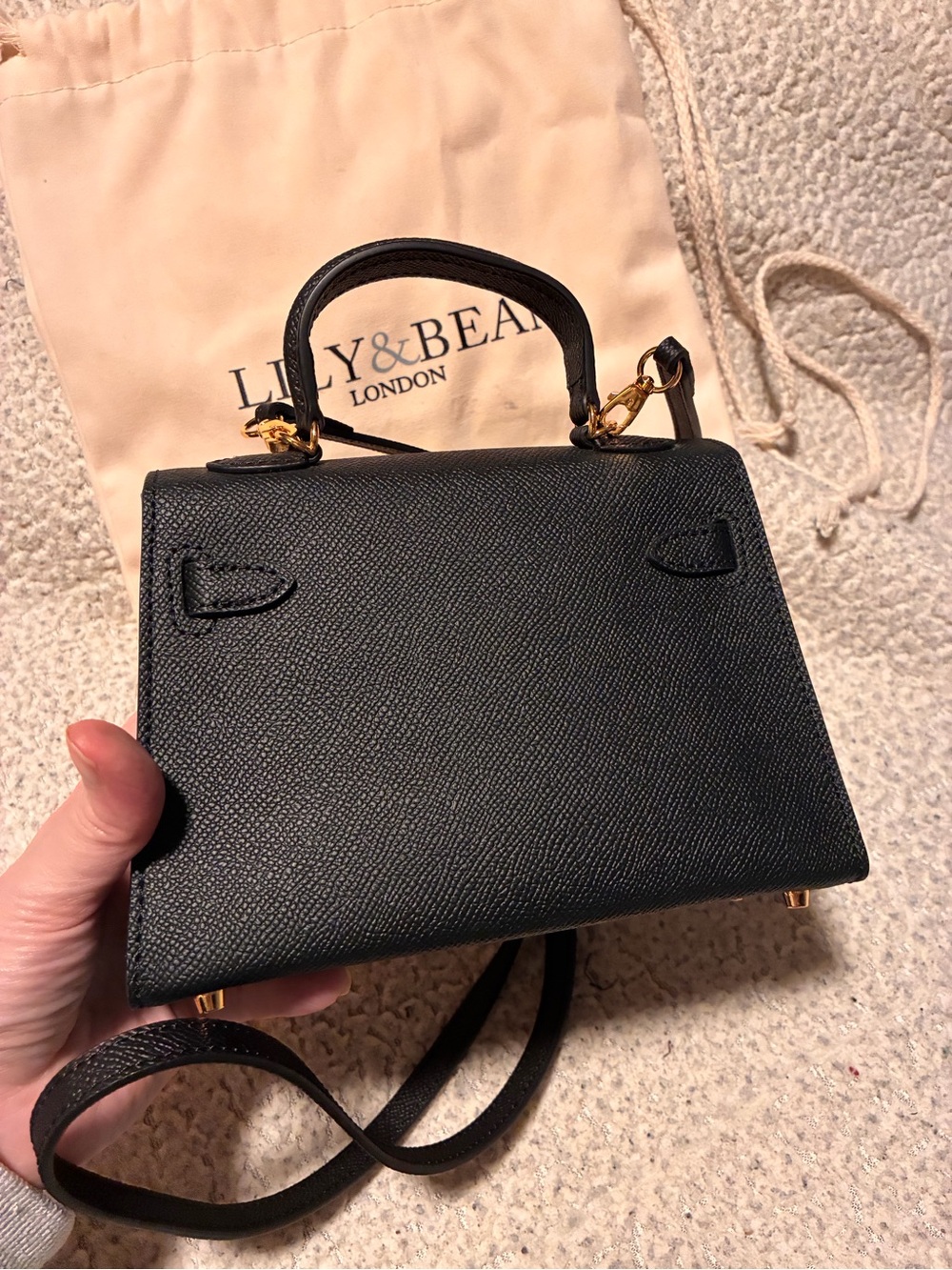 Lily & Bean Black Mini Top-Handle Crossbody Bag, black with gold hardware - Picture 10 of 16